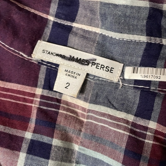 James Perse standard plaid drawstring shirtdress - Picture 3 of 7